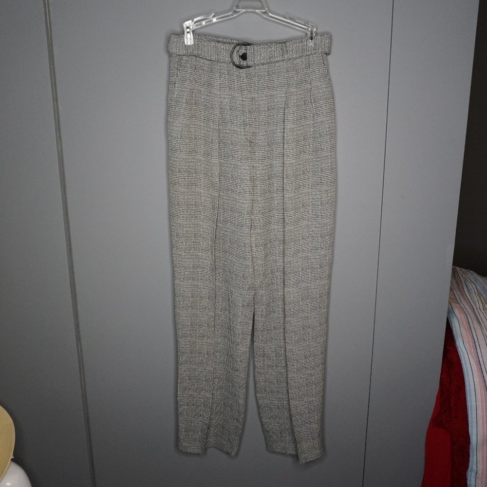 Yves Saint Laurent Encore Women's Gray and Black Belted High Waisted Dress Pants